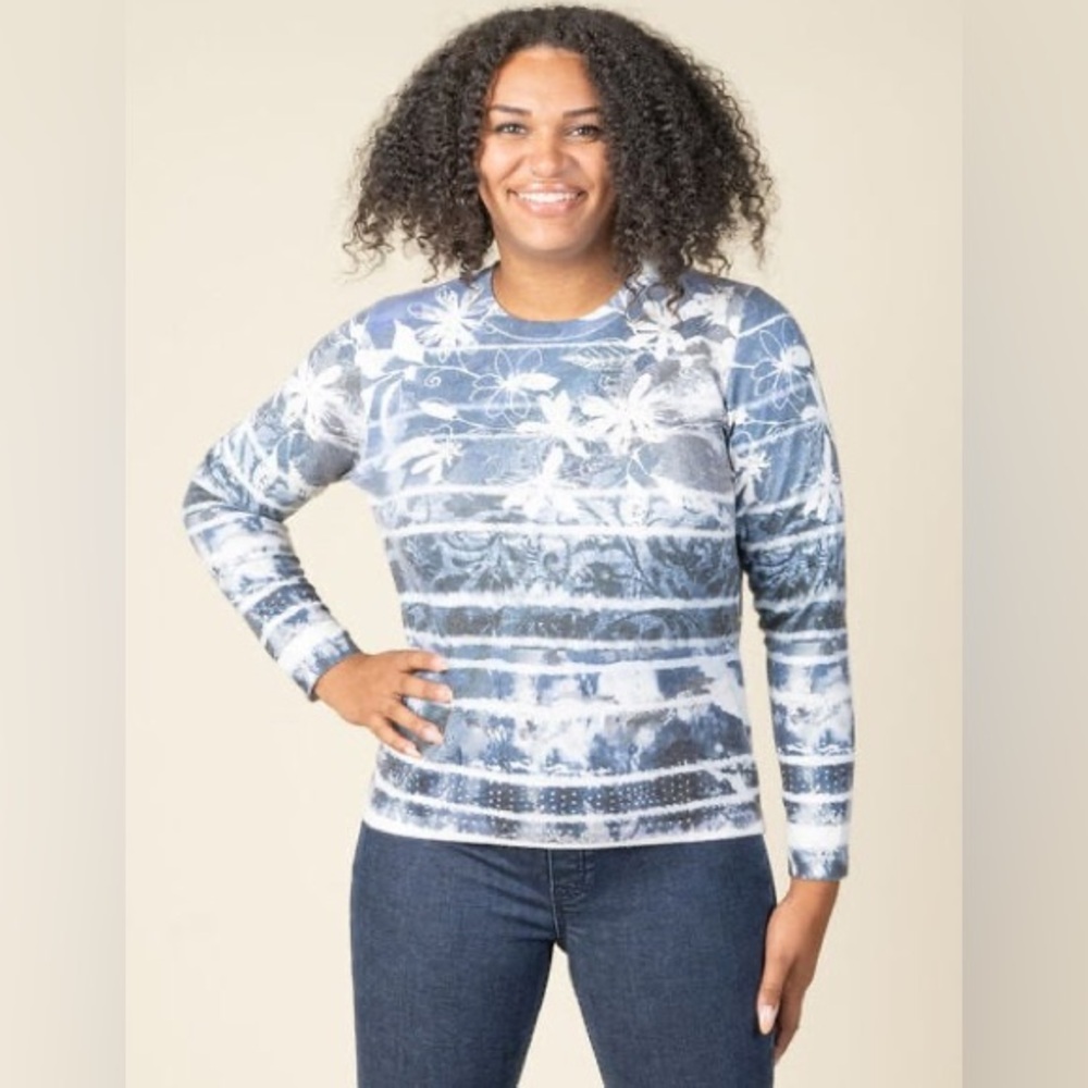 PAPA Long Sleeve Crew Neck Printed Sweater